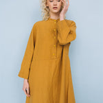 No. 2 long linen dress ebony brown - MOO Linen Shop