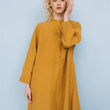 No. 2 long linen dress ebony brown - MOO Linen Shop