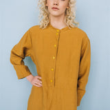 No. 2 long linen dress ebony brown - MOO Linen Shop