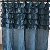 OCEAN GREEN curtain panel ocean green - MOO Linen Shop