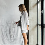 ONE shirt and shorts set cream - MOO Linen Shop