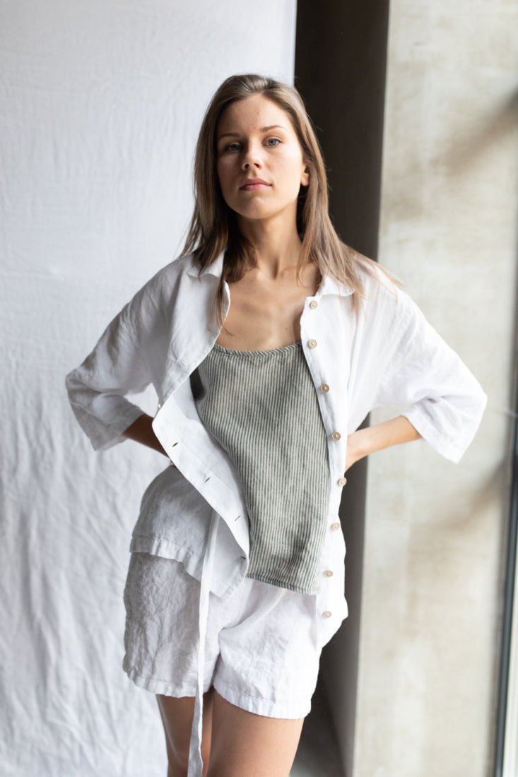 ONE shirt and shorts set cream - MOO Linen Shop