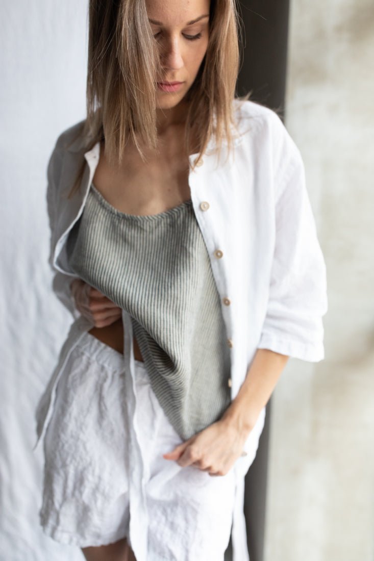 ONE shirt and shorts set cream - MOO Linen Shop