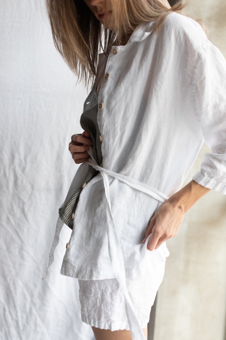 ONE shirt and shorts set cream - MOO Linen Shop