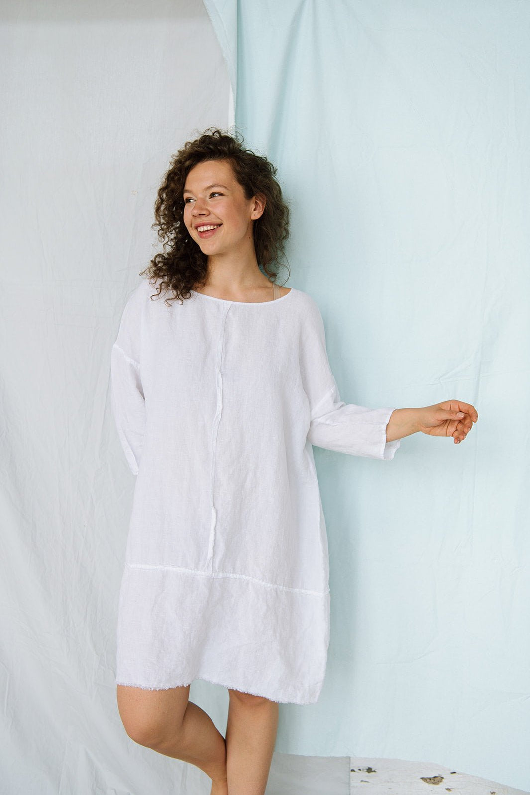 ONLY summer linen dress cream - MOO Linen Shop