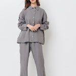 PAGE oversize shirt grey taupe - MOO Linen Shop