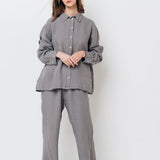 PAGE oversize shirt grey taupe - MOO Linen Shop