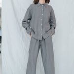 PAGE oversize shirt grey taupe - MOO Linen Shop