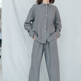 PAGE oversize shirt grey taupe - MOO Linen Shop