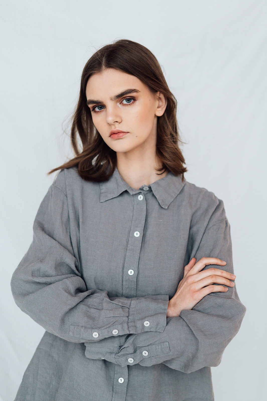 PAGE oversize shirt grey taupe - MOO Linen Shop