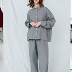PAGE oversize shirt grey taupe - MOO Linen Shop