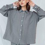 PAGE oversize shirt grey taupe - MOO Linen Shop