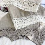 Pillowcase LACE SET cream with natural lace - MOO Linen Shop