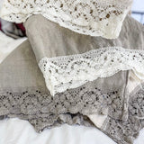 Pillowcase LACE SET cream with natural lace - MOO Linen Shop