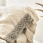 Pillowcase LACE SET cream with natural lace - MOO Linen Shop