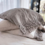 Pillowcase LACE SET cream with natural lace - MOO Linen Shop