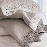 Pillowcase LACE SET cream with natural lace - MOO Linen Shop
