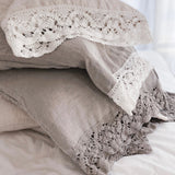 Pillowcase LACE SET cream with natural lace - MOO Linen Shop