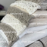 Pillowcase LACE SET cream with natural lace - MOO Linen Shop