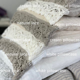 Pillowcase LACE SET cream with natural lace - MOO Linen Shop