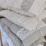 Pillowcase SET envelope LACE cream with natural lace - MOO Linen Shop