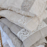 Pillowcase SET envelope LACE cream with natural lace - MOO Linen Shop