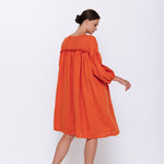 POPPY puff sleeves dress white - MOO Linen Shop