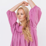 POPPY puff sleeves midi dress white - MOO Linen Shop