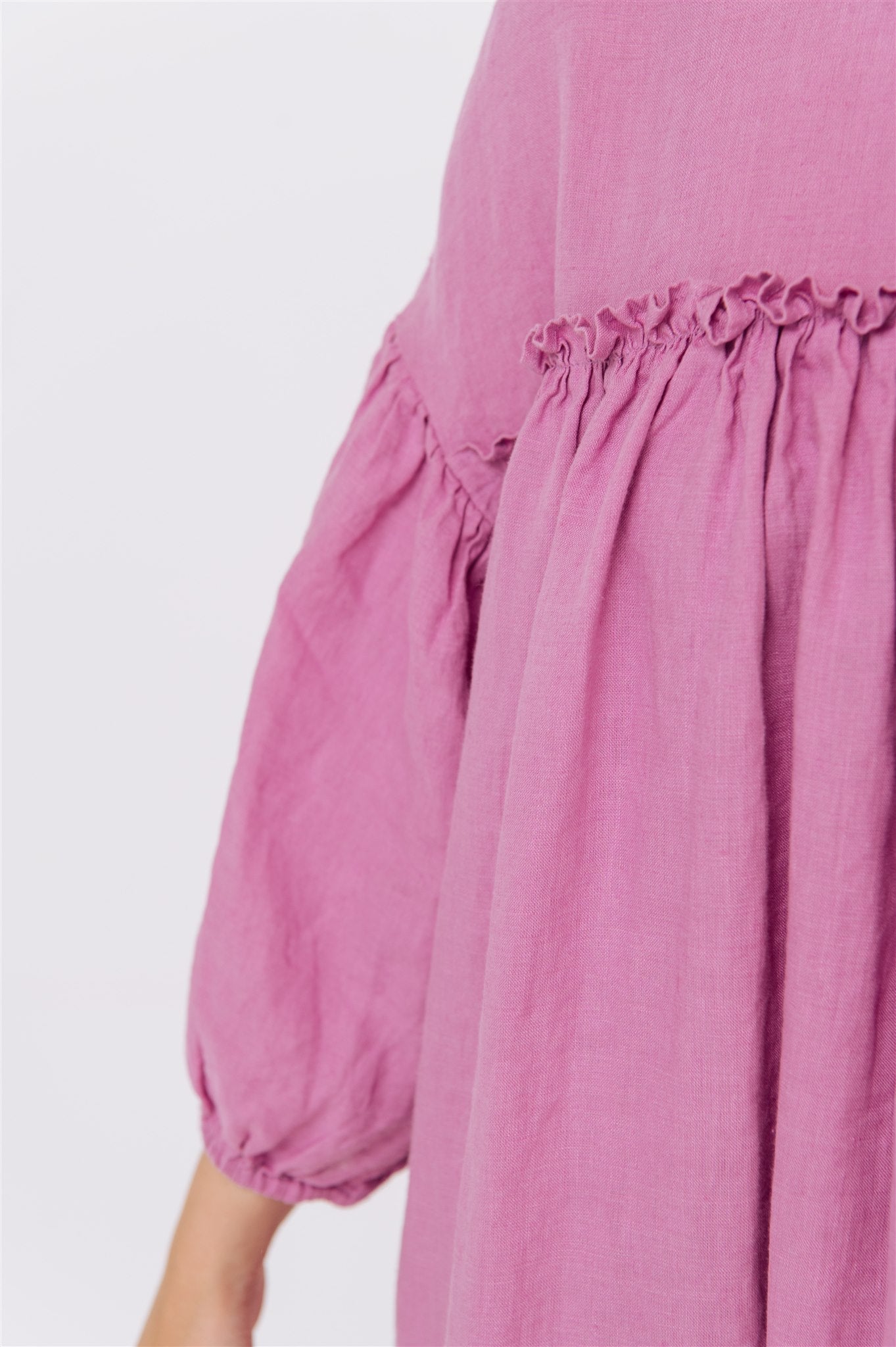 POPPY puff sleeves midi dress white - MOO Linen Shop