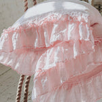 POWDER PINK rustic style duvet cover set white - MOO Linen Shop