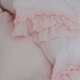 POWDER PINK rustic style duvet cover set white - MOO Linen Shop