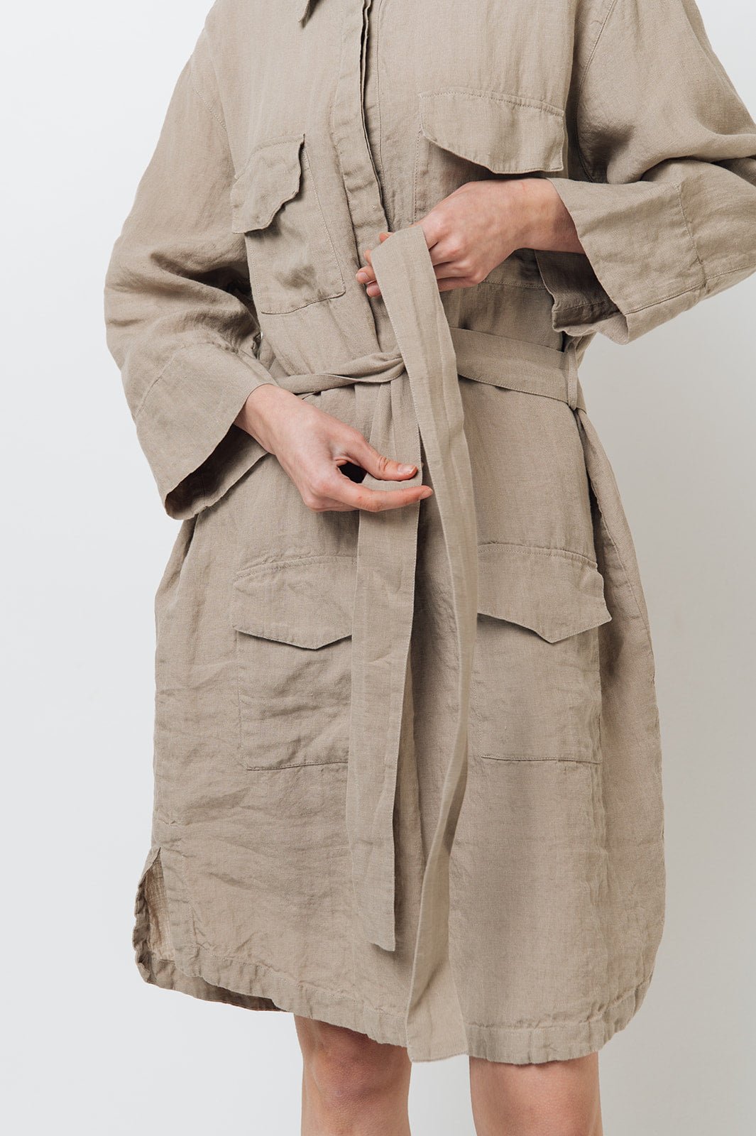 PUERTO shirt dress cream - MOO Linen Shop