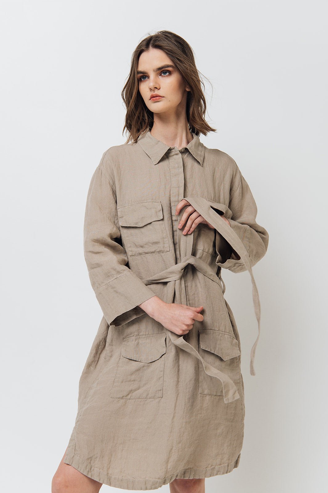 PUERTO shirt dress cream - MOO Linen Shop