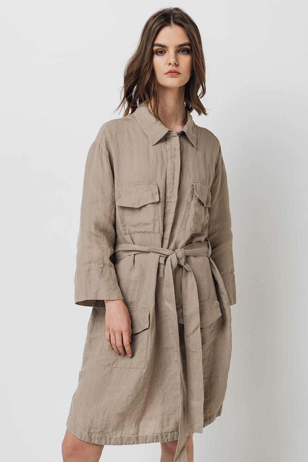 PUERTO shirt dress cream - MOO Linen Shop