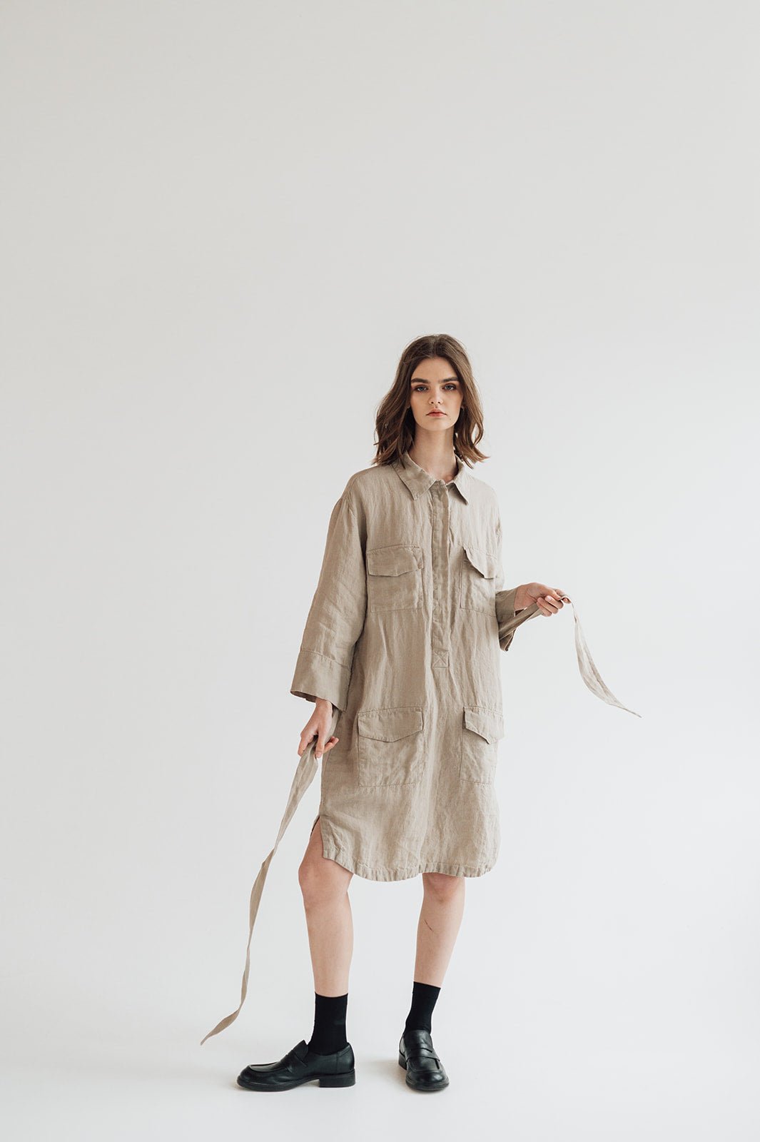 PUERTO shirt dress cream - MOO Linen Shop