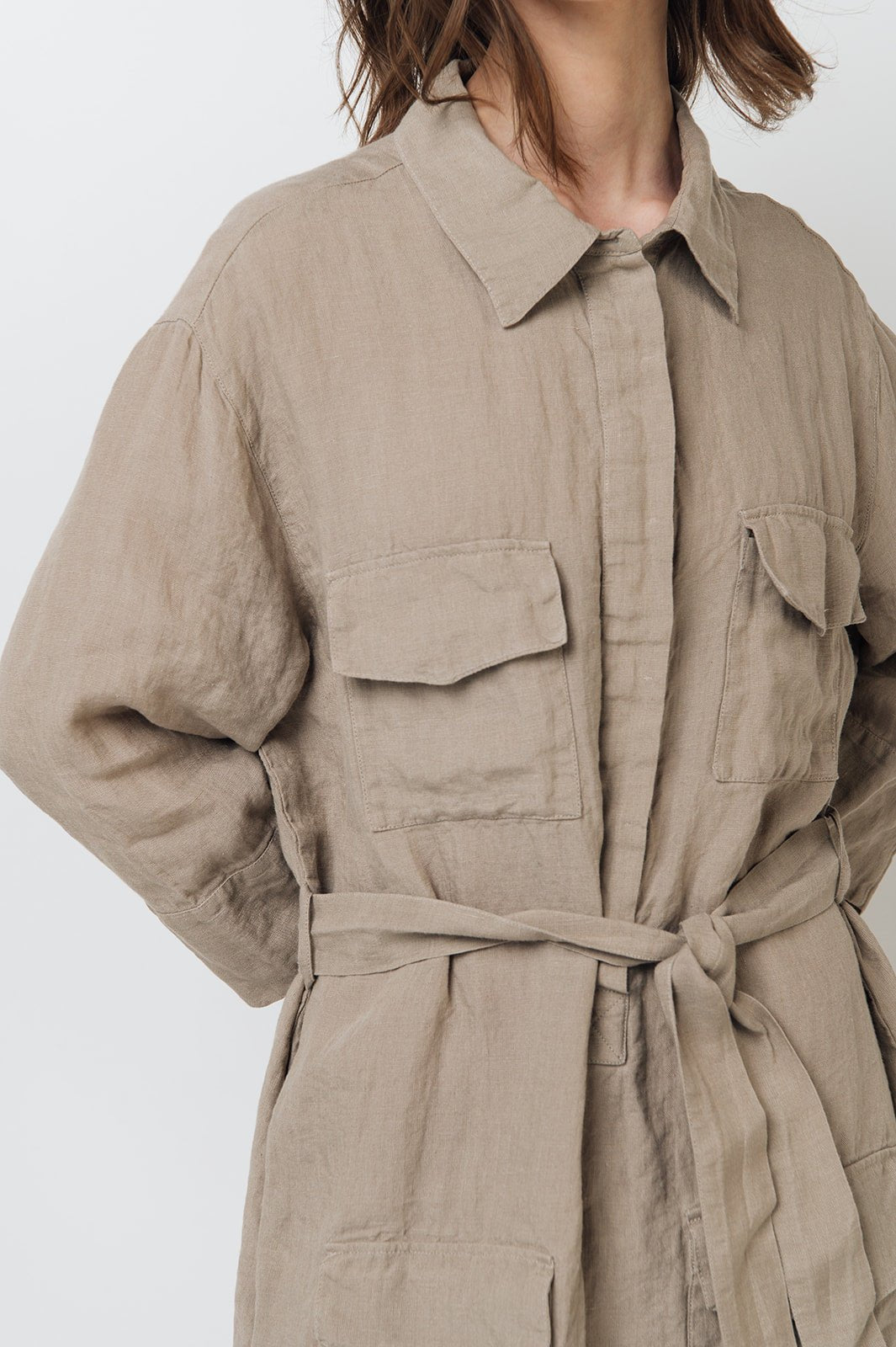 PUERTO shirt dress cream - MOO Linen Shop