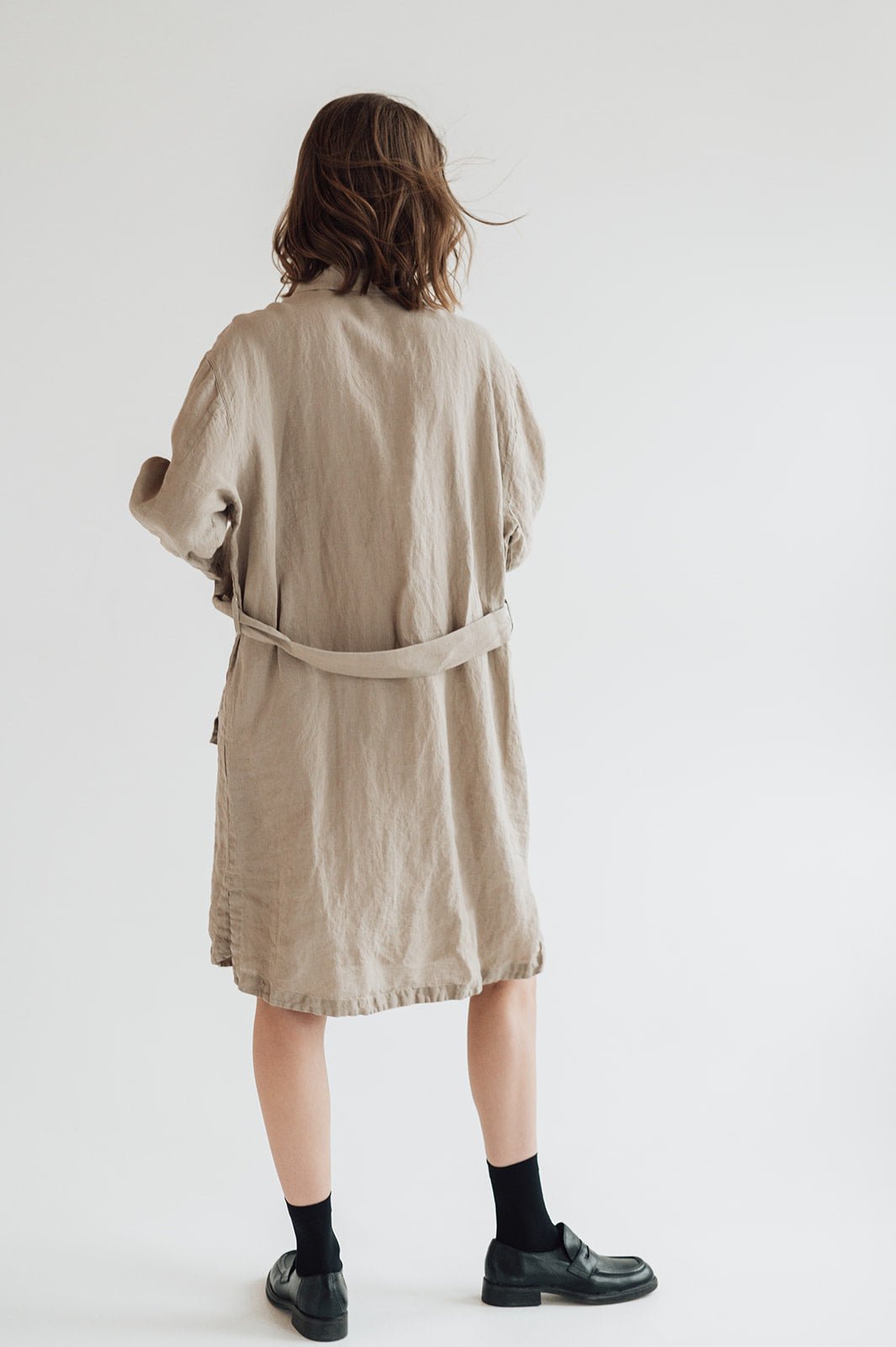 PUERTO shirt dress cream - MOO Linen Shop