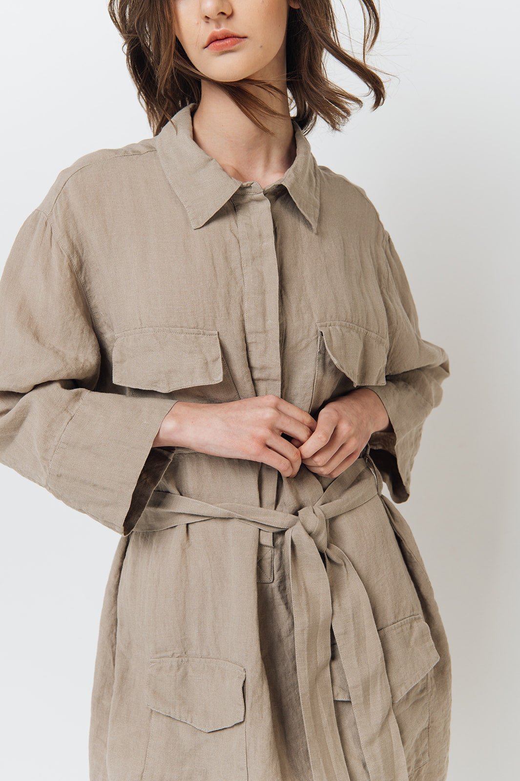 PUERTO shirt dress cream - MOO Linen Shop