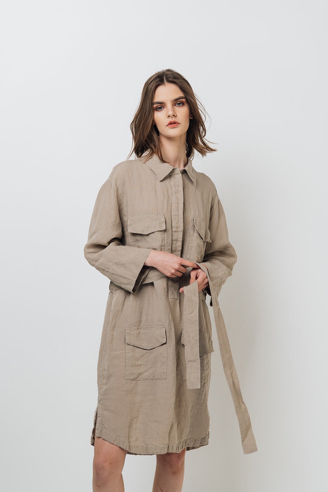 PUERTO shirt dress cream - MOO Linen Shop