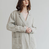 RAW double breasted jacket antique white heavy linen - MOO Linen Shop