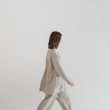 RAW double breasted jacket antique white heavy linen - MOO Linen Shop