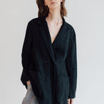 RAW double breasted jacket antique white heavy linen - MOO Linen Shop