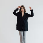 RAW double breasted jacket antique white heavy linen - MOO Linen Shop