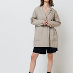 RAW double breasted jacket antique white heavy linen - MOO Linen Shop