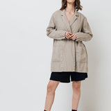 RAW double breasted jacket antique white heavy linen - MOO Linen Shop