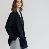 RAW double breasted jacket antique white heavy linen - MOO Linen Shop