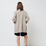 RAW double breasted jacket antique white heavy linen - MOO Linen Shop