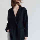 RAW double breasted jacket antique white heavy linen - MOO Linen Shop