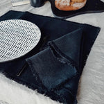 RAW edge placemats antique white heavy linen - MOO Linen Shop