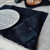RAW edge placemats antique white heavy linen - MOO Linen Shop